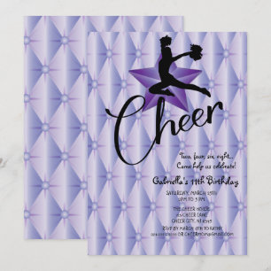 Bright Iridescent Silouhette Cheerleader Birthday Kaart