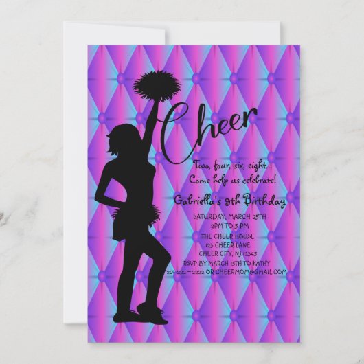 Bright Iridescent Silouhette Cheerleader Birthday Kaart (Voorkant)