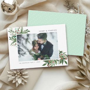 Bright Joy   Foto Merry & Married Mistletoe Sprig Feestdagenkaart