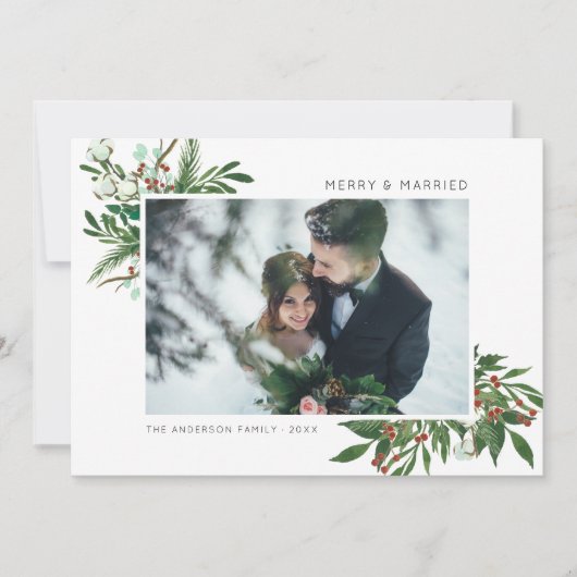 Bright Joy | Merry & Married Mistletoe Spring Foto Feestdagenkaart (Voorkant)