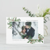 Bright Joy | Merry & Married Mistletoe Spring Foto Feestdagenkaart (Staand voorkant)