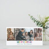 Bright & Joyful Merry Christmas 3 Foto Pine Green Feestdagenkaart (Staand voorkant)