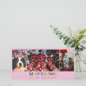 Bright & Joyful Merry Christmas 3 Fotocollage Feestdagenkaart (Staand voorkant)