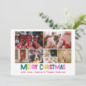 Bright & Joyful Merry Christmas 6 Aangepaste foto Feestdagenkaart (Staand voorkant)