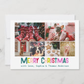 Bright & Joyful Merry Christmas 6 Foto Pine Green Feestdagenkaart (Voorkant)