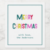Bright & Joyful Merry Christmas Pine Green Wijn Etiket (Enkel label)