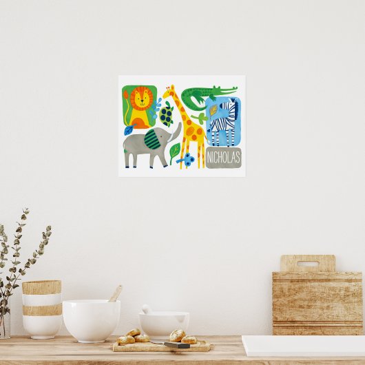 Bright Jungle Kids Customizable Wall Art print (Keuken)