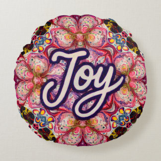 Bright Kaleidoscope Art Pillow – Joy Edition Rond Kussen