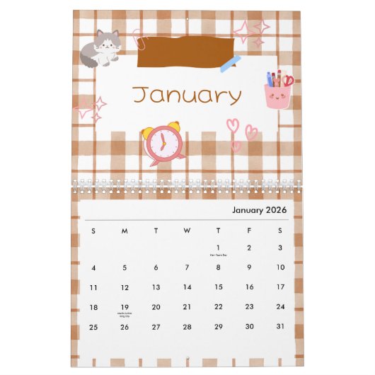 Bright Kawaii Kitty Art Calendar Kalender (Jan 2026)