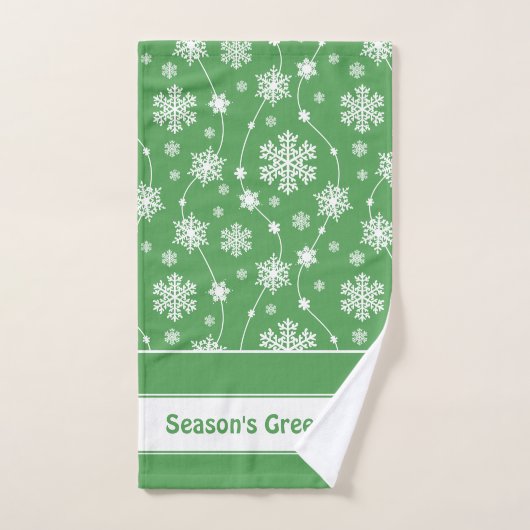 Bright Kelly Green Winter White Snowflake Pattern Bad Handdoek (Handdoek)