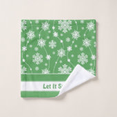 Bright Kelly Green Winter White Snowflake Pattern Bad Handdoek (Wasdoekje)