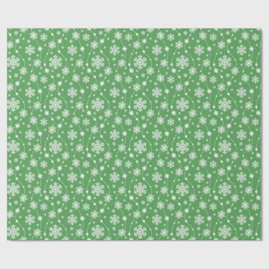Bright Kelly Green Winter White Snowflake Pattern Cadeaupapier (Vlak)