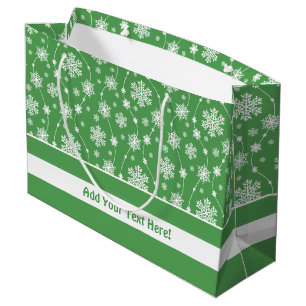 Bright Kelly Green Winter White Snowflake Pattern Groot Cadeauzakje