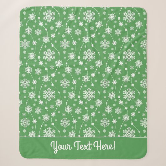 Bright Kelly Green Winter White Snowflake Pattern Sherpa Deken (Voorkant)