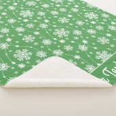 Bright Kelly Green Winter White Snowflake Pattern Sherpa Deken (3/4)
