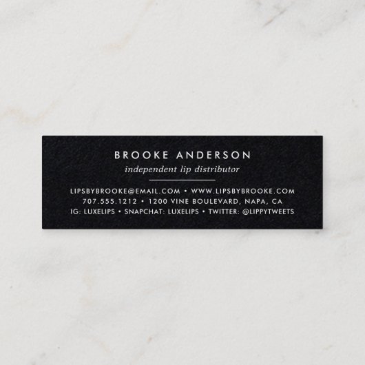 Bright Kiss | Lip Product Distributor Mini Visitekaartje (Achterkant)