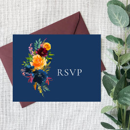 Bright Kleuren Bloemen Waterverf Bruiloft RSVP Uitnodiging Briefkaart