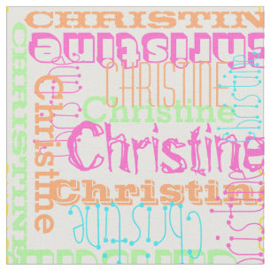 Bright kleurennaam modern gepersonaliseerd collage stof