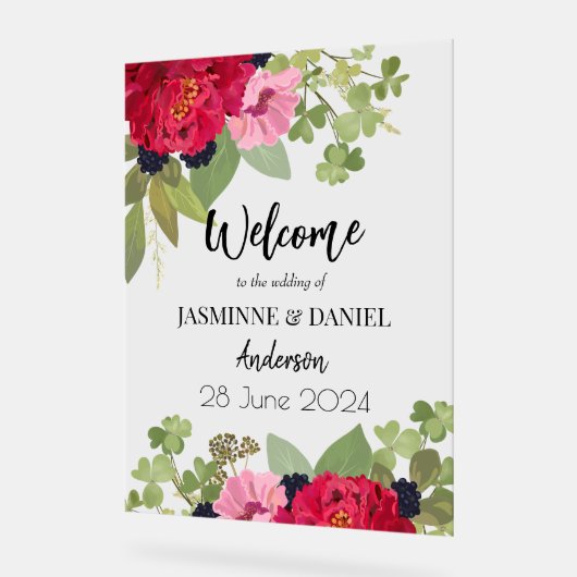 Bright & Kleurrijke Bloementuin Boeket Bruiloft Acryl Bord (Hoek)