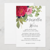 Bright & Kleurrijke Bloementuin Boeket Bruiloft Kaart (Voorkant / Achterkant)