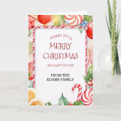 Bright Kleurrijke Candy Cane en Sinaasappels Chris Kaart (Voorkant)