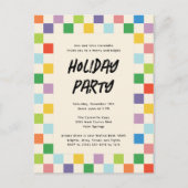 Bright Kleurrijke Checkerboard Holiday Party Briefkaart (Voorkant)