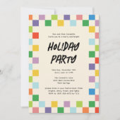 Bright Kleurrijke Checkerboard Holiday Party Feestdagenkaart (Voorkant)