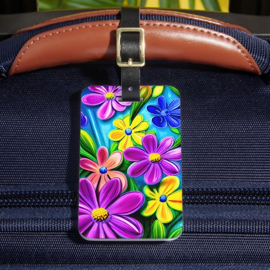 Bright kleurrijke Daisy Flowers Bagagelabel (Voorkant Insitu 2)