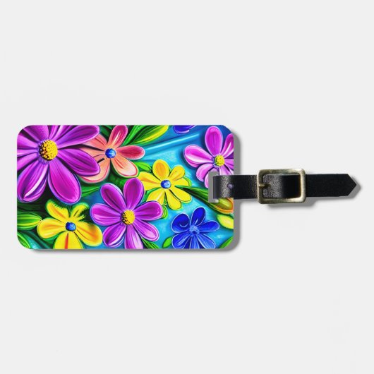 Bright kleurrijke Daisy Flowers Bagagelabel (Voorkant horizontaal)