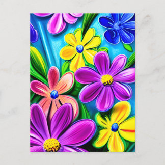 Bright kleurrijke Daisy Flowers Briefkaart