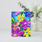 Bright kleurrijke Daisy Flowers Briefkaart (Staand voorkant)
