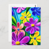 Bright kleurrijke Daisy Flowers Briefkaart (Voorkant / Achterkant)