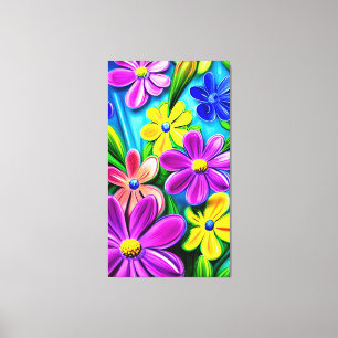 Bright kleurrijke Daisy Flowers Canvas Afdruk