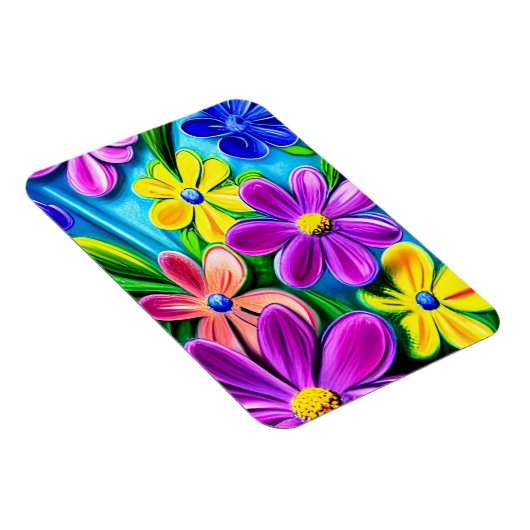 Bright kleurrijke Daisy Flowers Magneet (Rechterzijde)