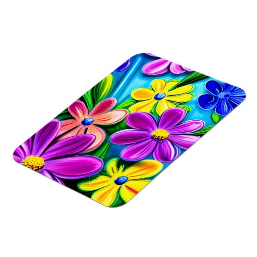 Bright kleurrijke Daisy Flowers Magneet (Linkerzijde)