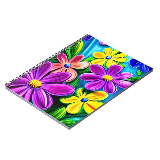 Bright kleurrijke Daisy Flowers Notitieboek (Linkerzijde)