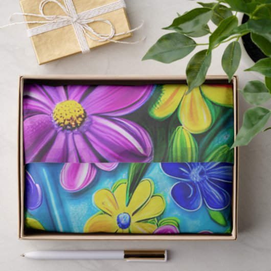 Bright kleurrijke Daisy Flowers Tissuepapier (Geschenk)