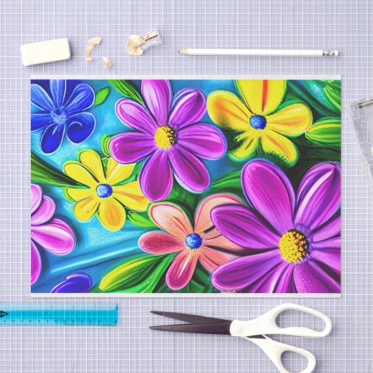 Bright kleurrijke Daisy Flowers Tissuepapier (Craft)