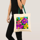 Bright kleurrijke Daisy Flowers Tote Bag (Voorkant (product))
