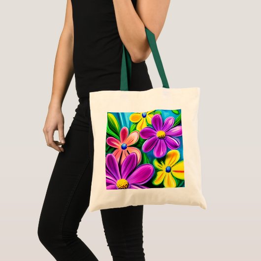 Bright kleurrijke Daisy Flowers Tote Bag (Voorkant (product))