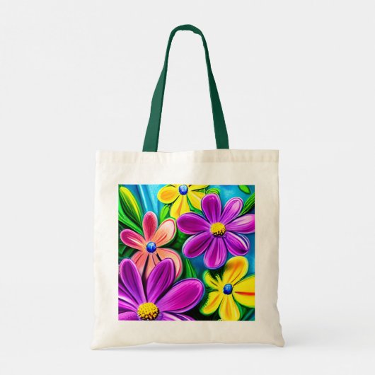 Bright kleurrijke Daisy Flowers Tote Bag (Achterkant)