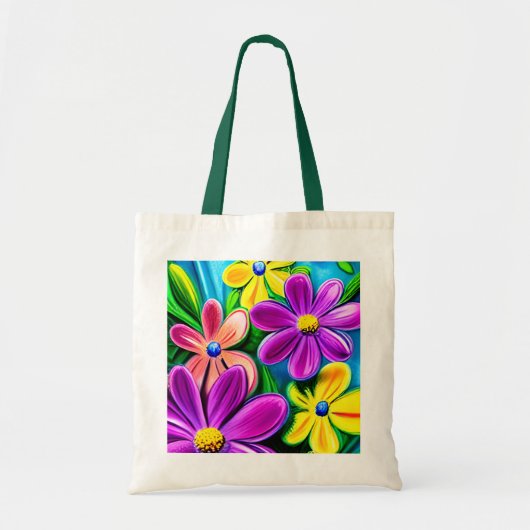 Bright kleurrijke Daisy Flowers Tote Bag (Voorkant)