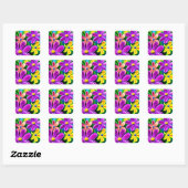 Bright kleurrijke Daisy Flowers Vierkante Sticker (Vel)