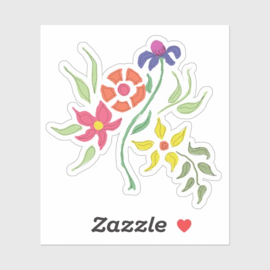 Bright kleurrijke Floral Bouquet Sticker (Vel)