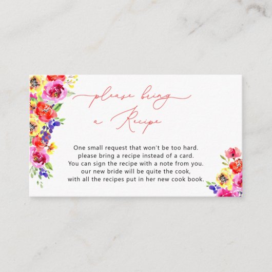 Bright kleurrijke florale recept aanvraag Kaart (Voorkant)