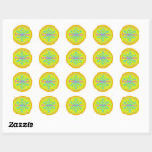 Bright Kleurrijke Snowflake Green Retour Adres Ronde Sticker (Vel)