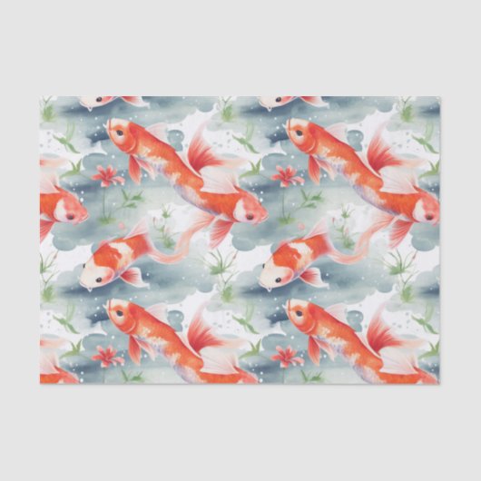 Bright Koi Fish Garden Badkamer Decoupage Tissuepapier (Voorkant)