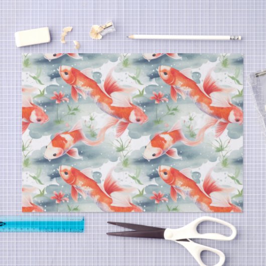 Bright Koi Fish Garden Badkamer Decoupage Tissuepapier (Craft)
