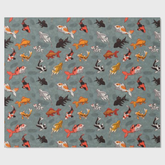 Bright Koi Fish Pond Pattern Cadeaupapier (Vlak)