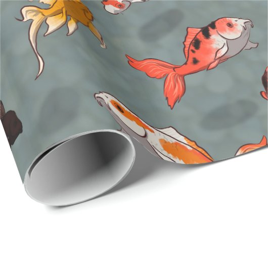 Bright Koi Fish Pond Pattern Cadeaupapier (Rol Hoek)